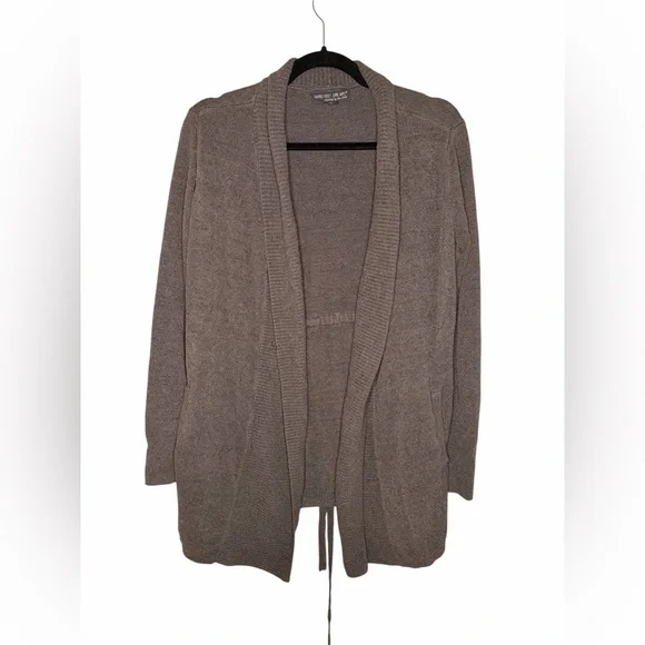 NWOT Barefoot Dreams CozyChic Ultra Lite Gray Tie-Front Cardigan Sweater - Picture 3 of 6